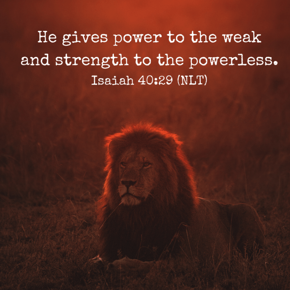 He gives power to the weak and strength to the powerless. (Isaiah 40:29 NLT).