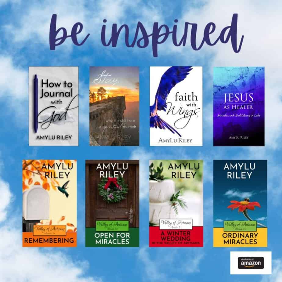 Covers of 8 Christian fiction and Christian nonfiction books by AmyLu Riley